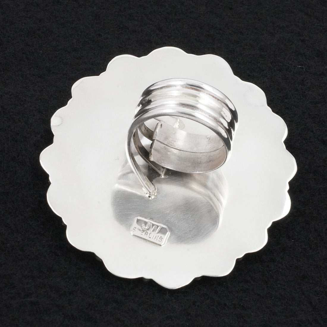 Justina Wilson Coral & Sterling Silver Ring Size Adjustable