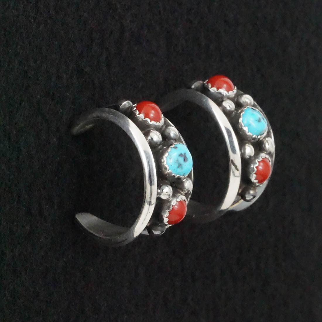 Paul Largo Turquoise, Coral & Sterling Silver Earrings