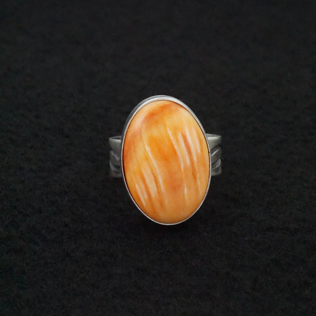 Randy Boyd Spiny Oyster & Sterling Silver Ring Adjustable