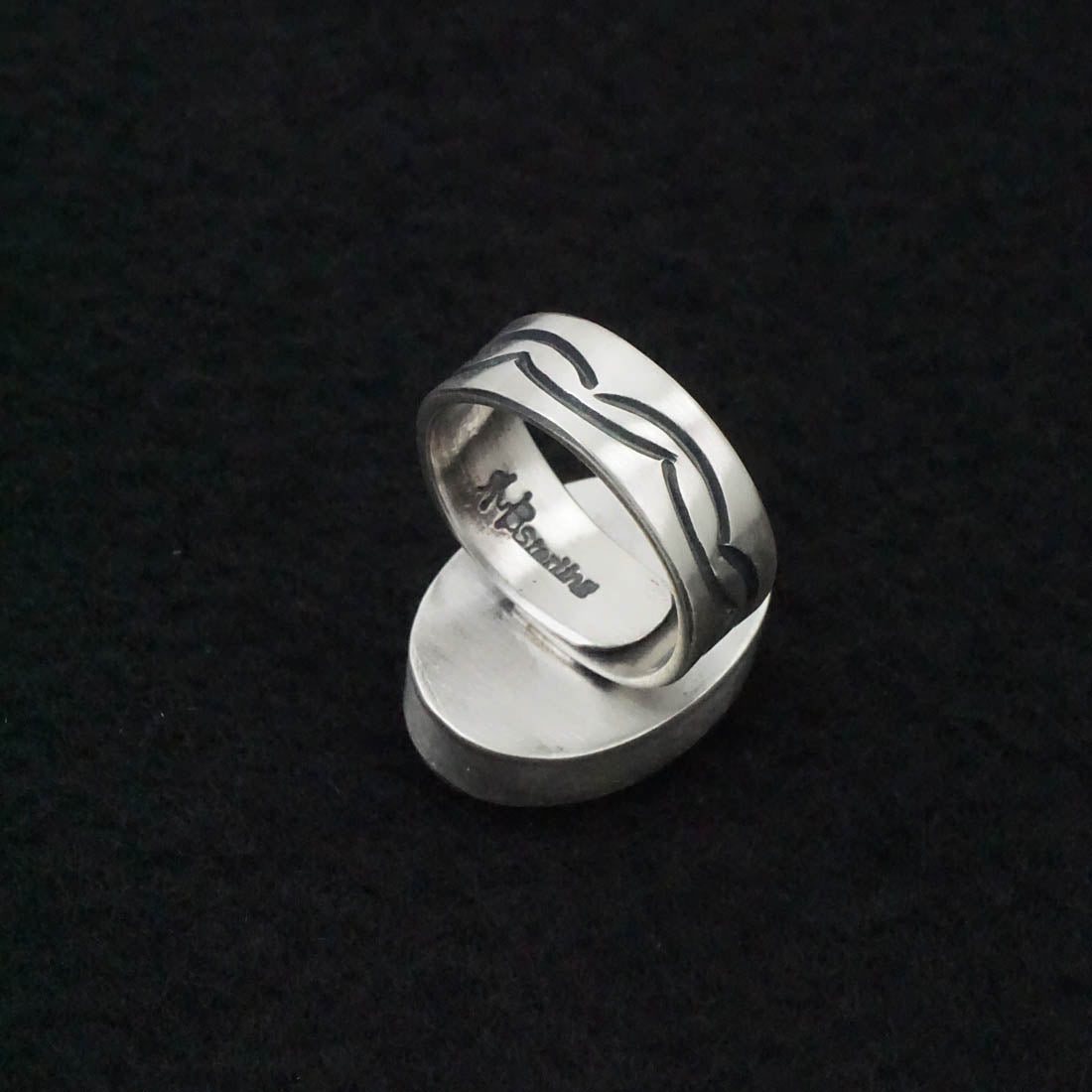 Randy Boyd Spiny Oyster & Sterling Silver Ring Adjustable