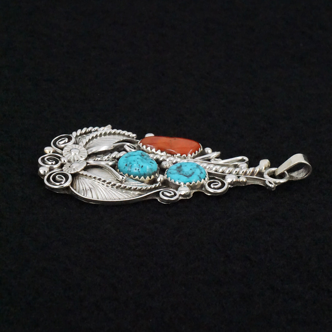Martin Muskett Turquoise, Coral & Sterling Silver Pendant