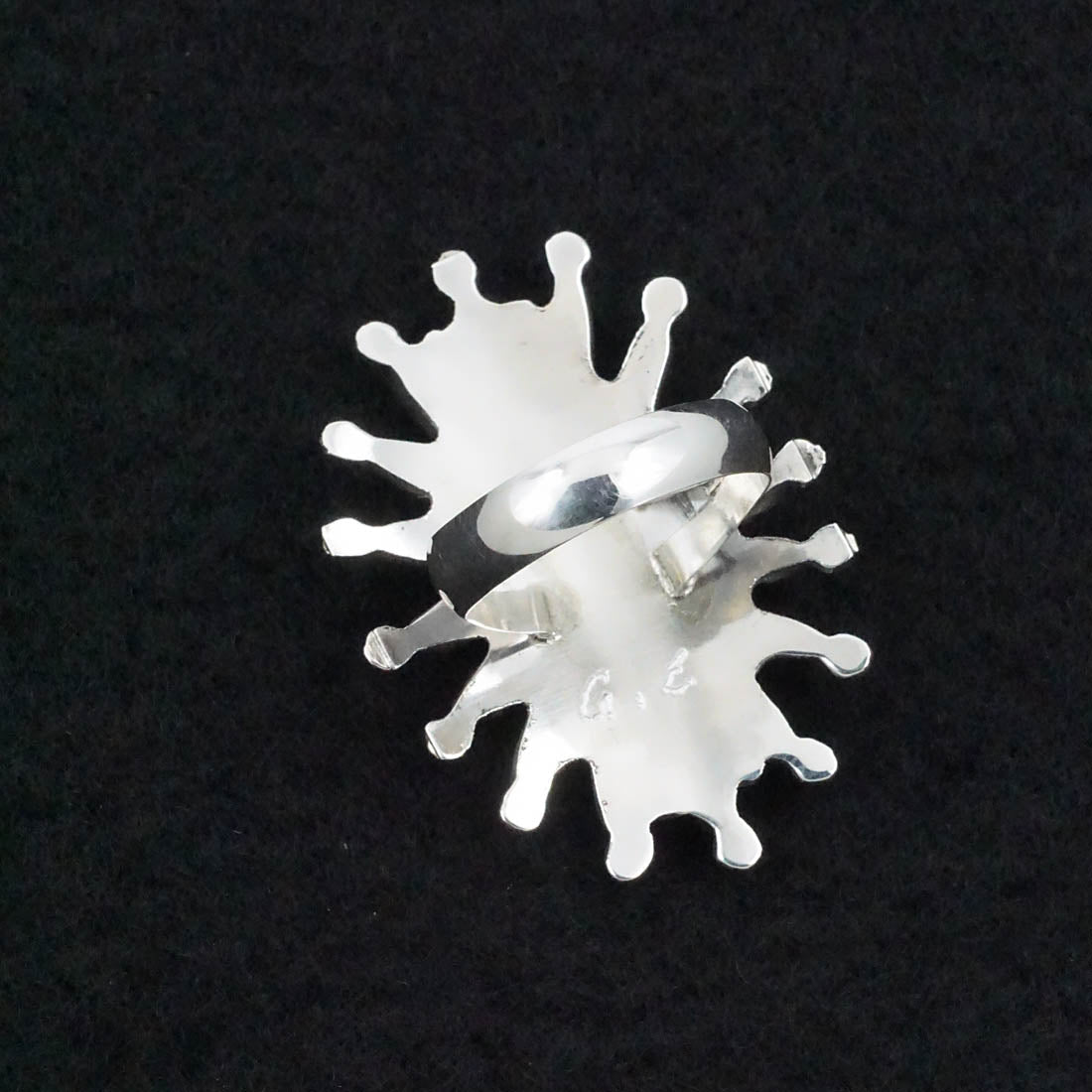Jack Etsate Coral & Sterling Silver Ring Size 6.5