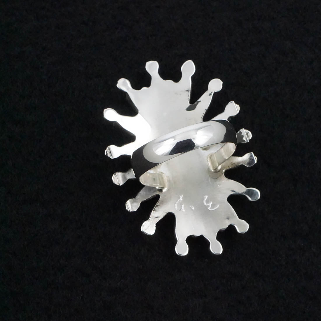 Jack Etsate Coral & Sterling Silver Ring Size 7.5