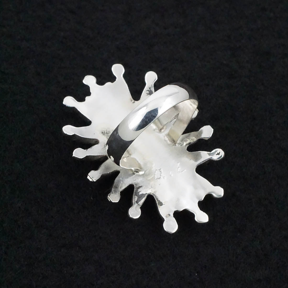 Jack Etsate Coral & Sterling Silver Ring Size 8.5