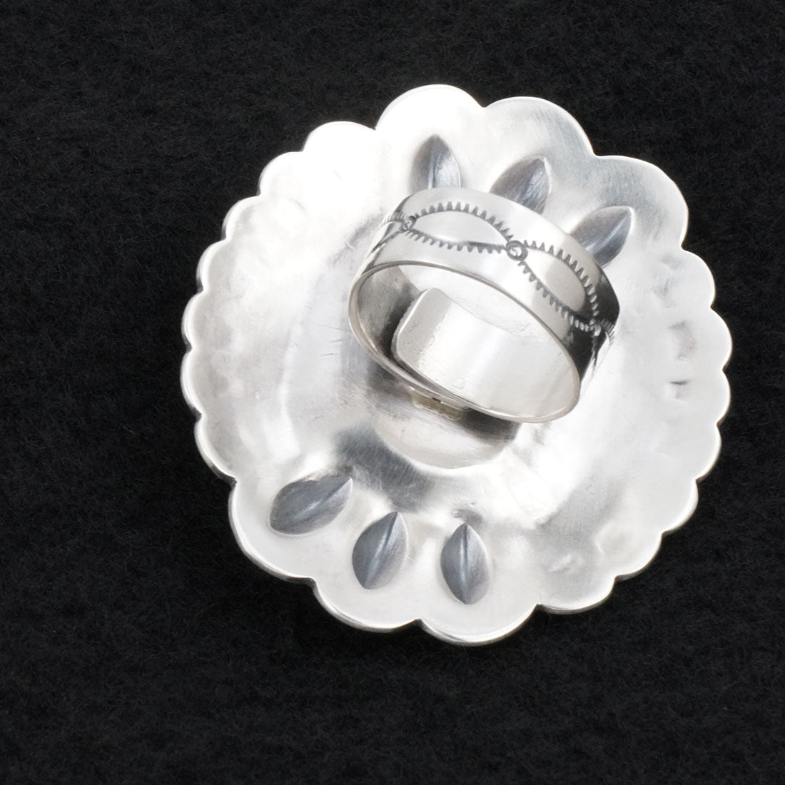 Arnold Blackgoat Turquoise & Sterling Silver Ring Adj.