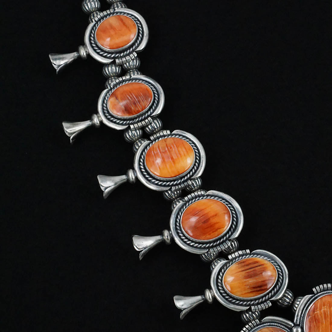 Paul Livingston Spiny Oyster & Sterling Silver Squash Blossom Set
