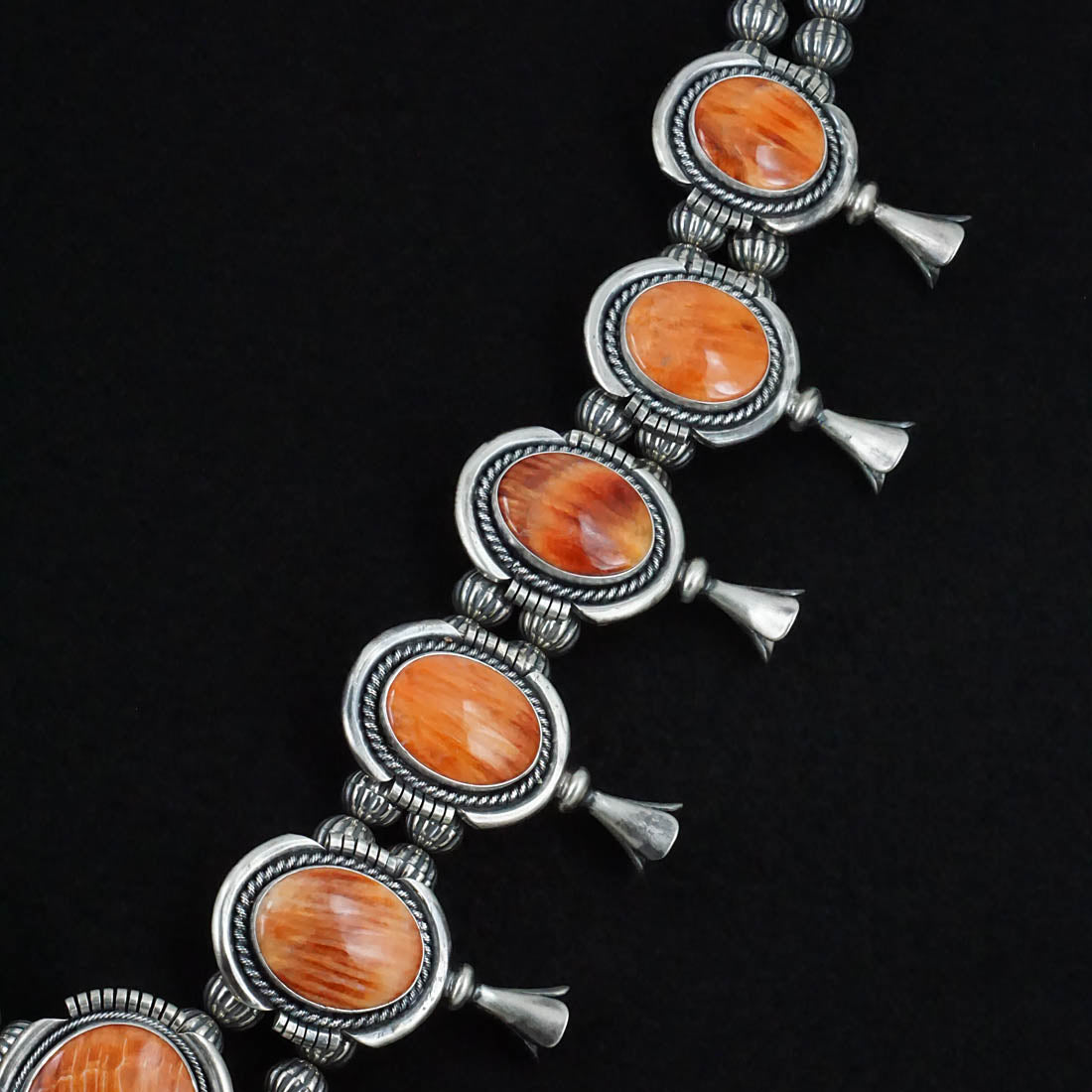 Paul Livingston Spiny Oyster & Sterling Silver Squash Blossom Set