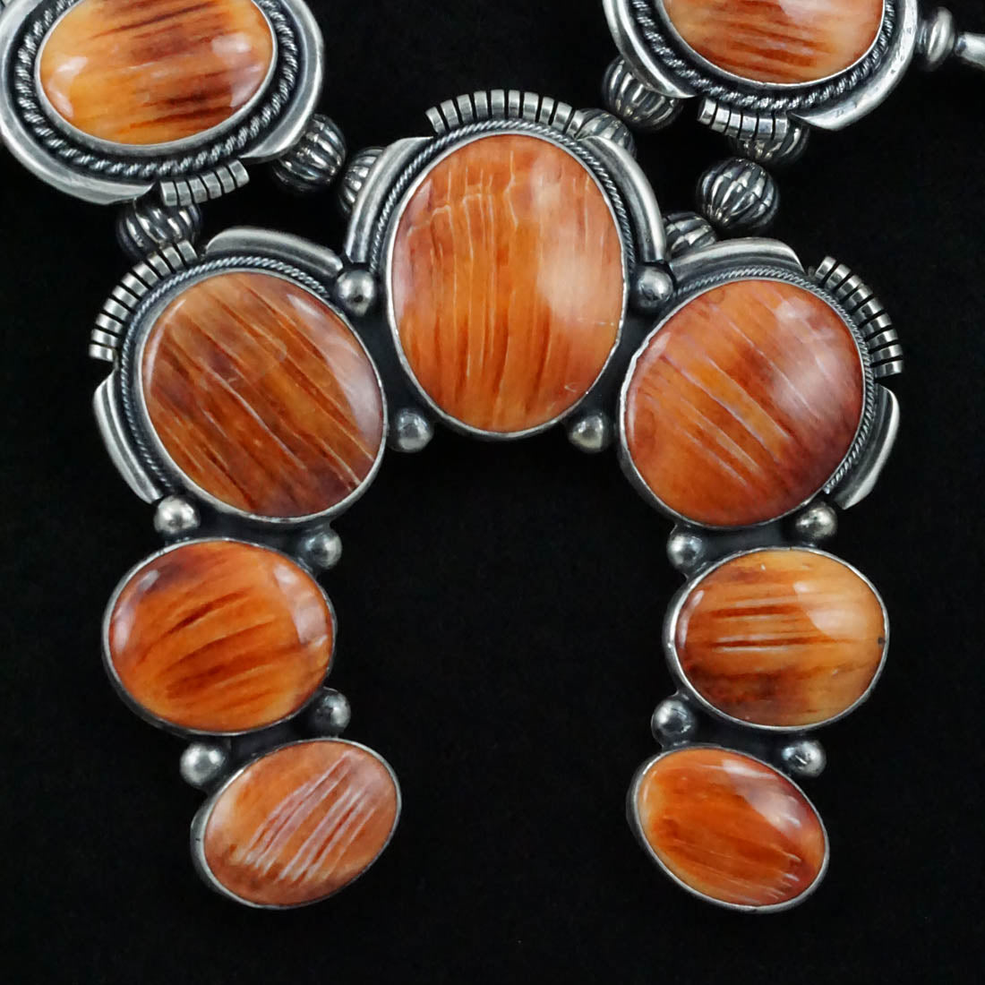 Paul Livingston Spiny Oyster & Sterling Silver Squash Blossom Set