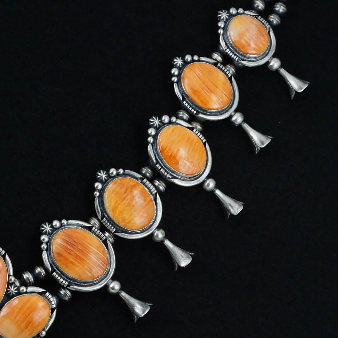 Paul Livingston Spiny Oyster & Sterling Silver Squash Blossom Set