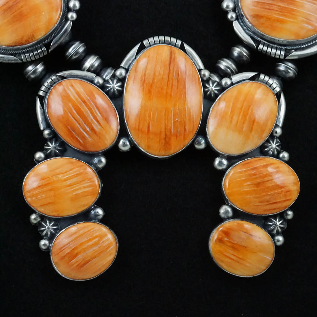 Paul Livingston Spiny Oyster & Sterling Silver Squash Blossom Set