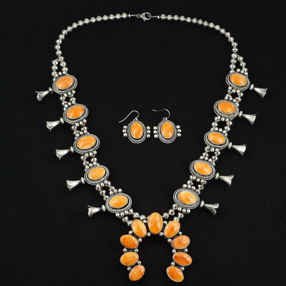 Kathleen Livingston Spiny Oyster & Sterling Silver Squash Blossom Set