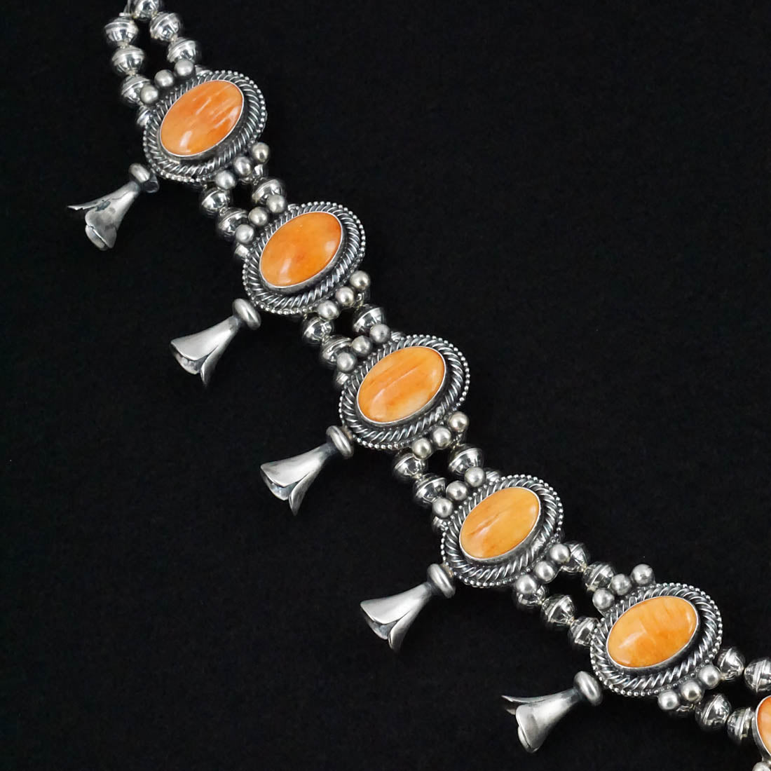 Kathleen Livingston Spiny Oyster & Sterling Silver Squash Blossom Set