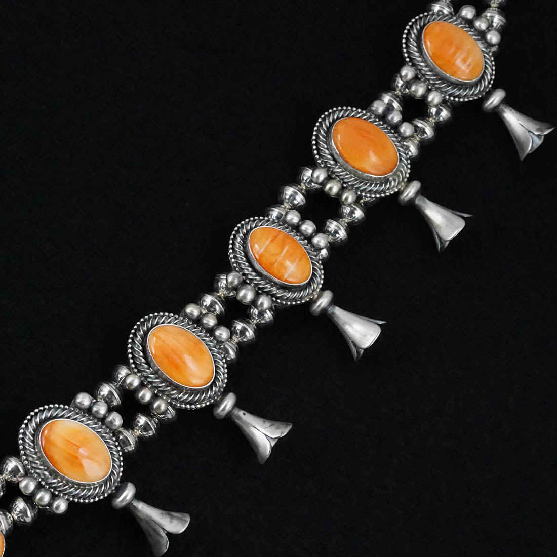 Kathleen Livingston Spiny Oyster & Sterling Silver Squash Blossom Set
