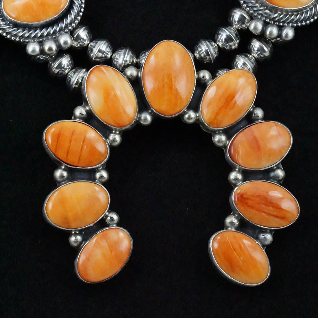 Kathleen Livingston Spiny Oyster & Sterling Silver Squash Blossom Set
