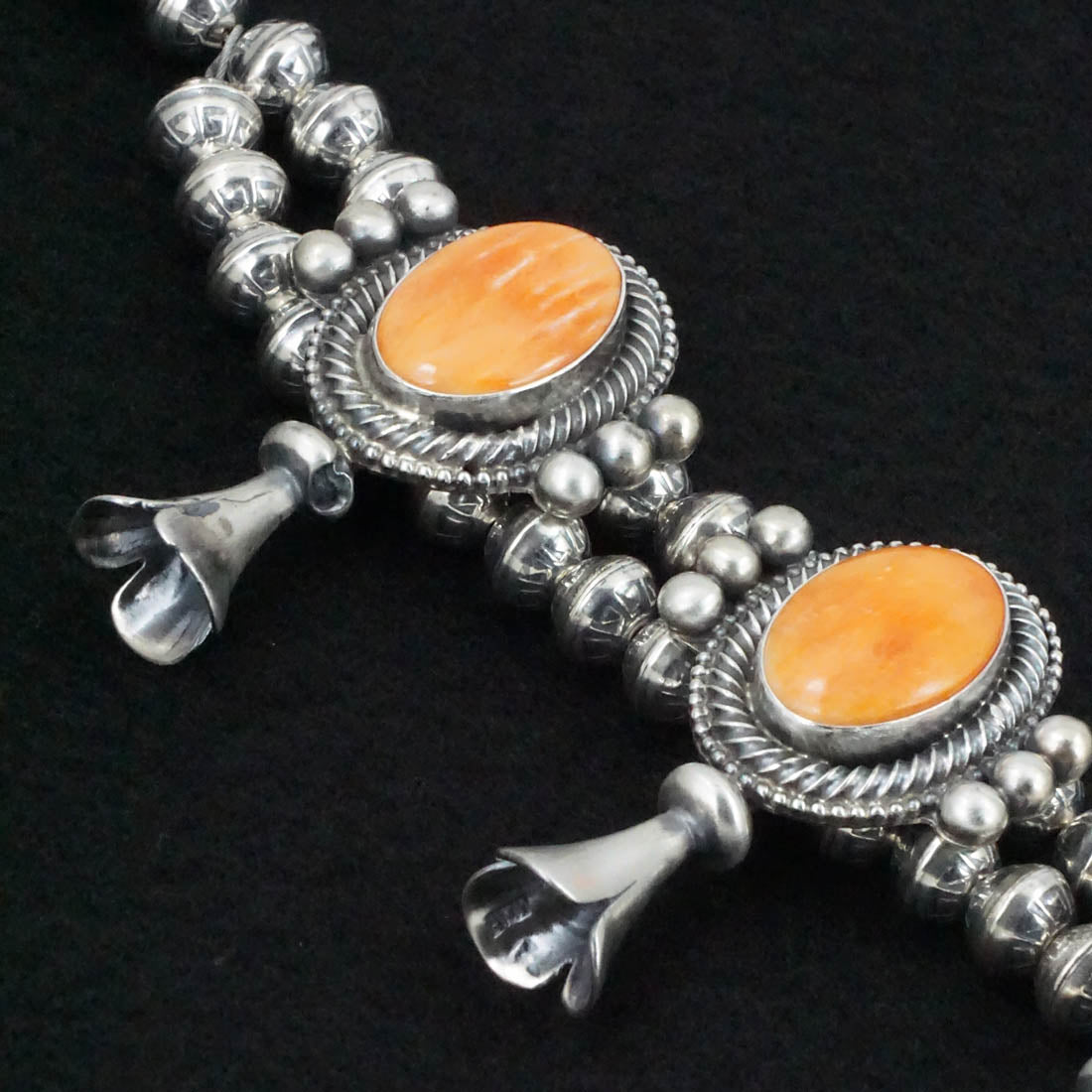 Kathleen Livingston Spiny Oyster & Sterling Silver Squash Blossom Set