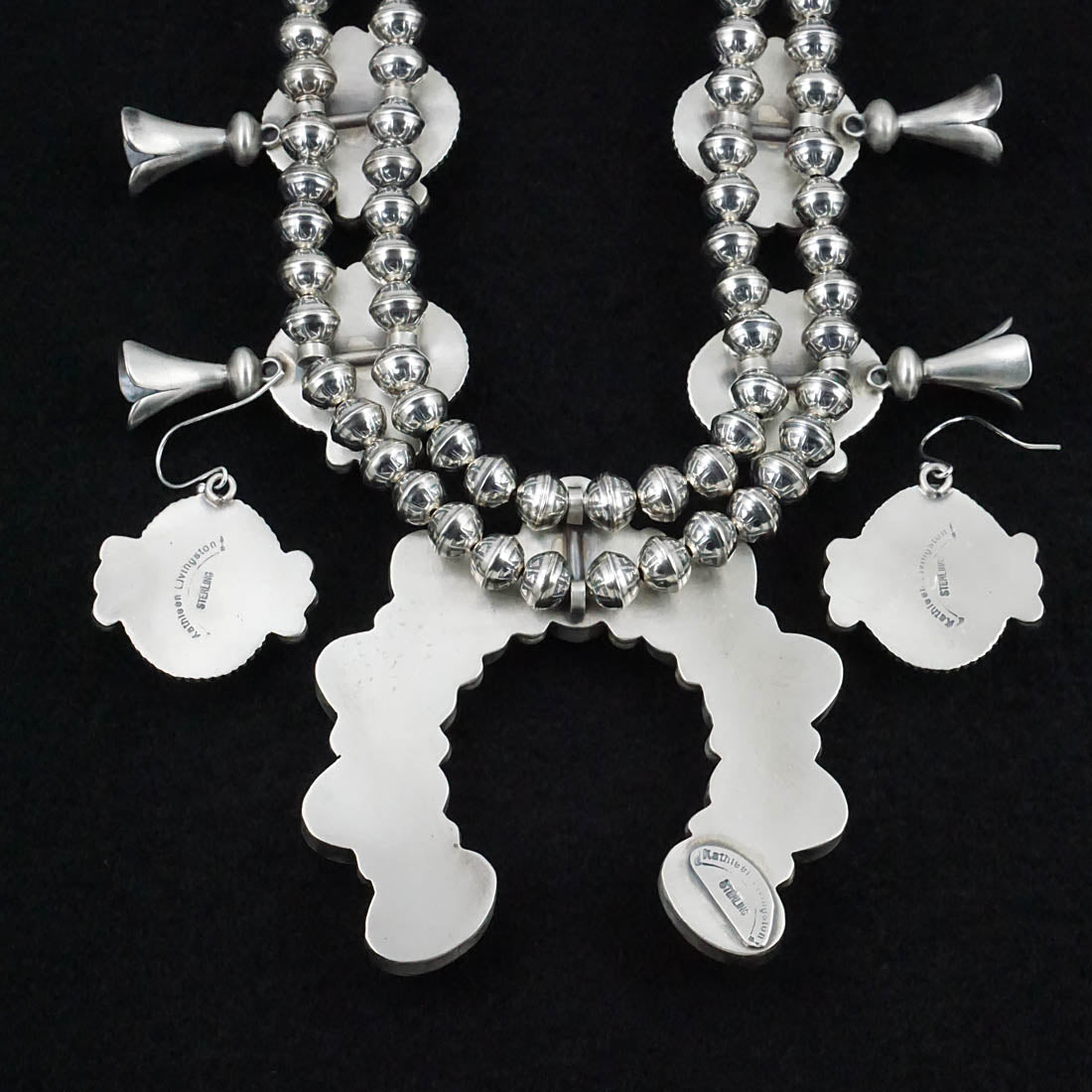 Kathleen Livingston Spiny Oyster & Sterling Silver Squash Blossom Set