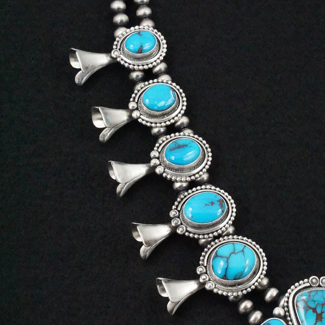 Mark Yazzie Turquoise & Sterling Silver Squash Blossom Set