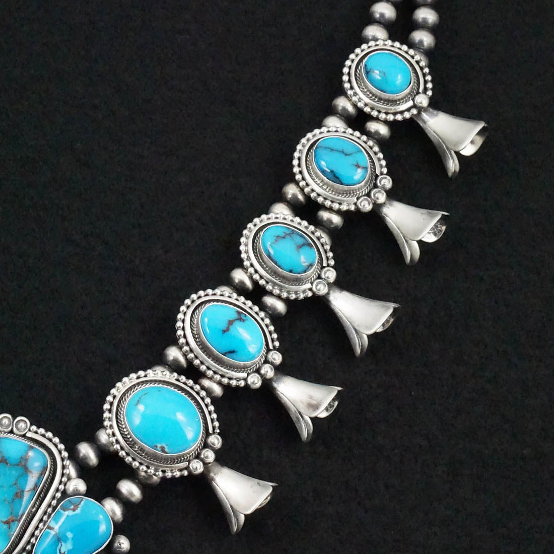 Mark Yazzie Turquoise & Sterling Silver Squash Blossom Set