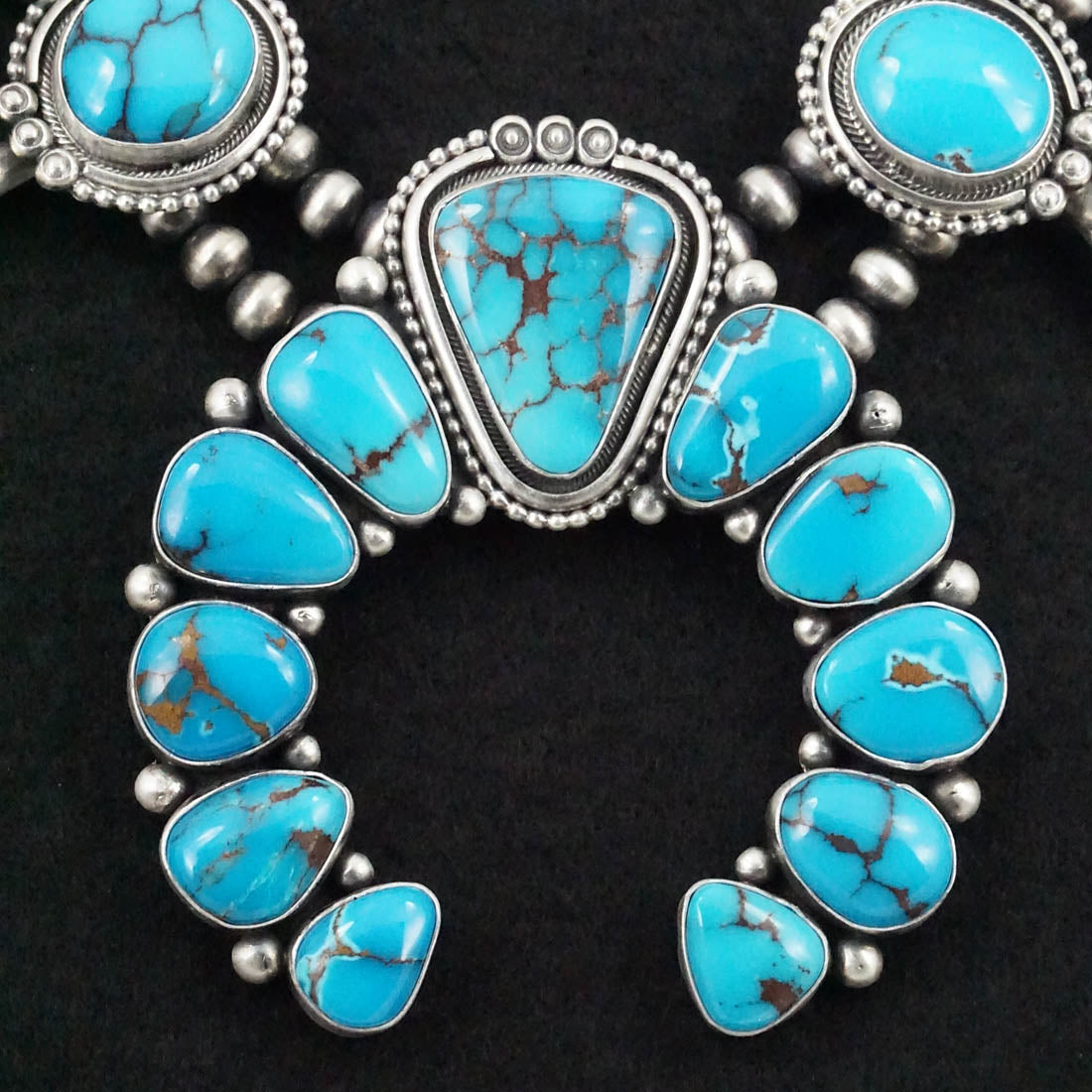 Mark Yazzie Turquoise & Sterling Silver Squash Blossom Set