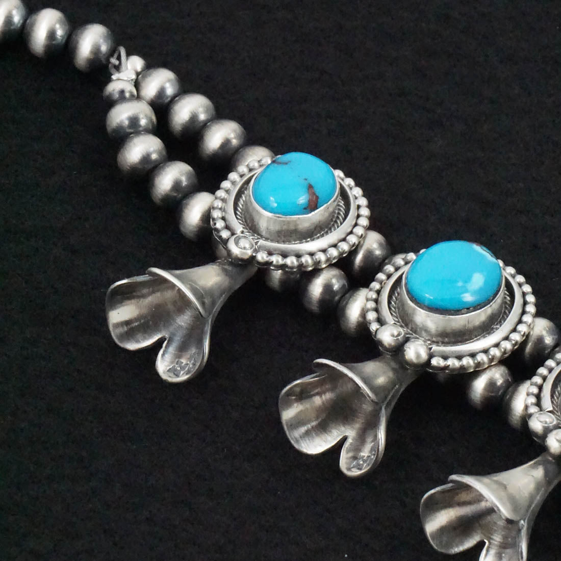 Mark Yazzie Turquoise & Sterling Silver Squash Blossom Set