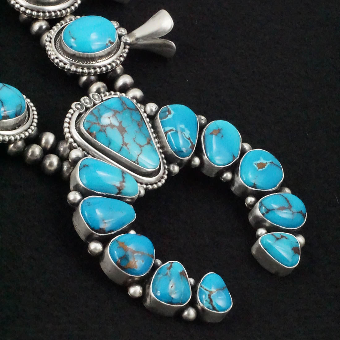 Mark Yazzie Turquoise & Sterling Silver Squash Blossom Set