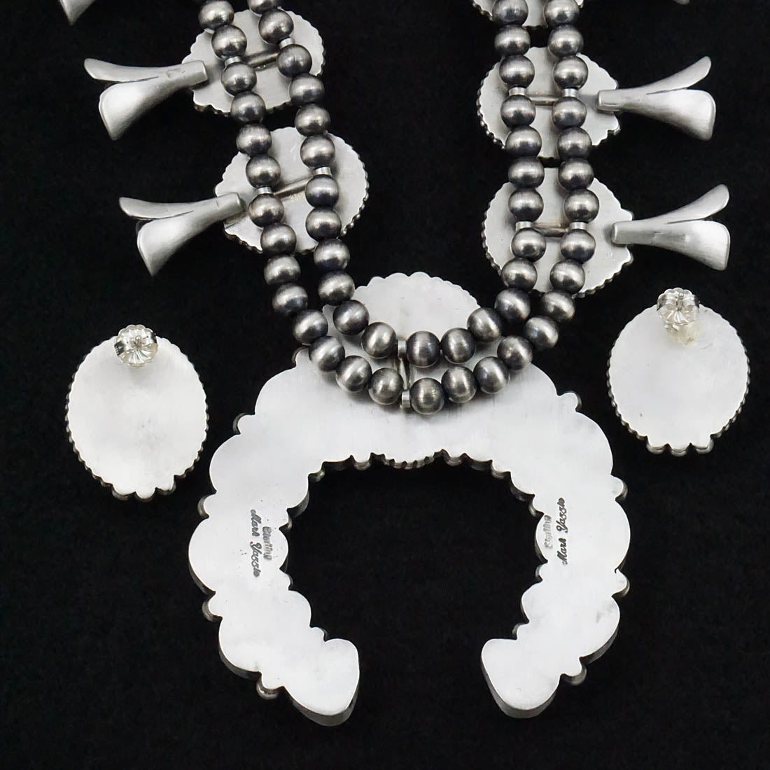 Mark Yazzie Turquoise & Sterling Silver Squash Blossom Set