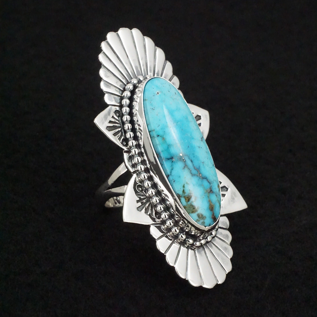 Randy Billy Turquoise & Sterling Silver Ring Size 7.5