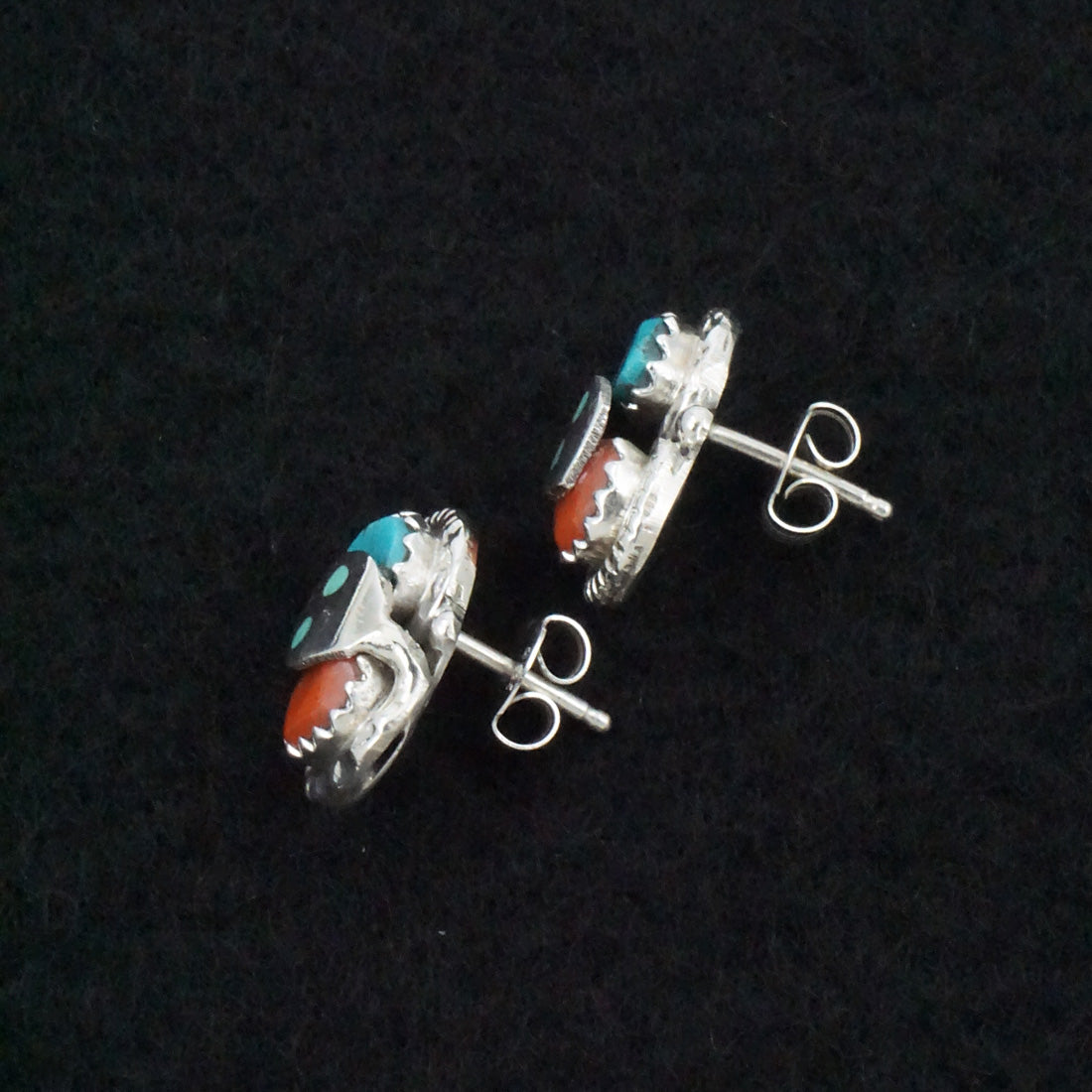 Joy Calavaza Turquoise, Coral & Sterling Silver Earrings