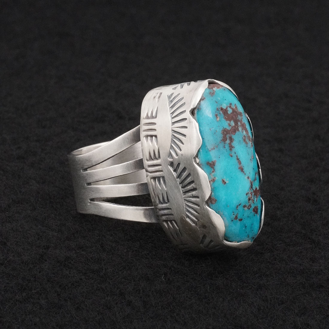 Paul Livingston Turquoise & Sterling Silver Ring Size 8