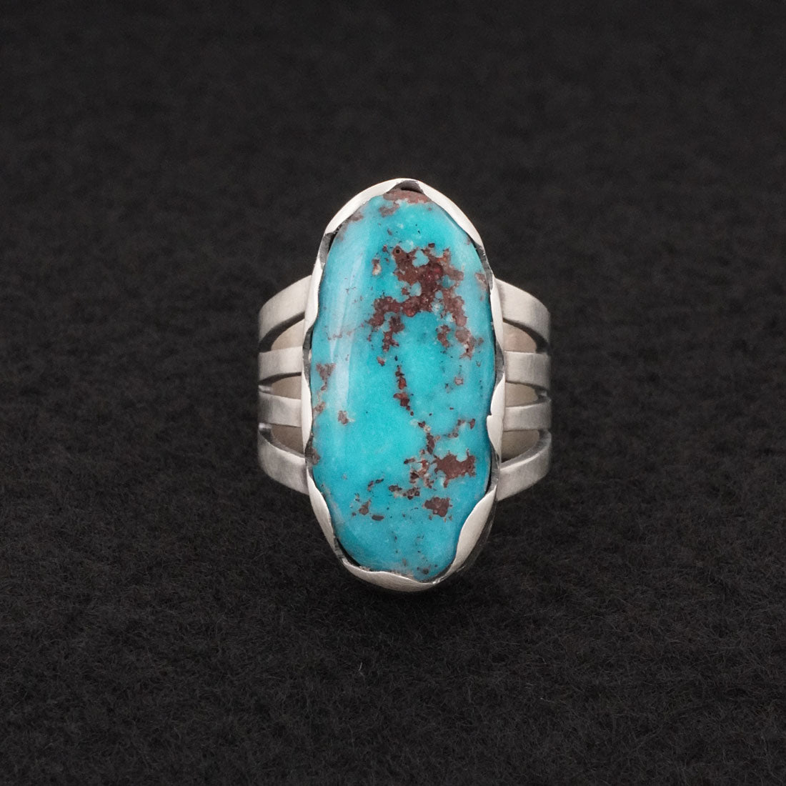 Paul Livingston Turquoise & Sterling Silver Ring Size 8