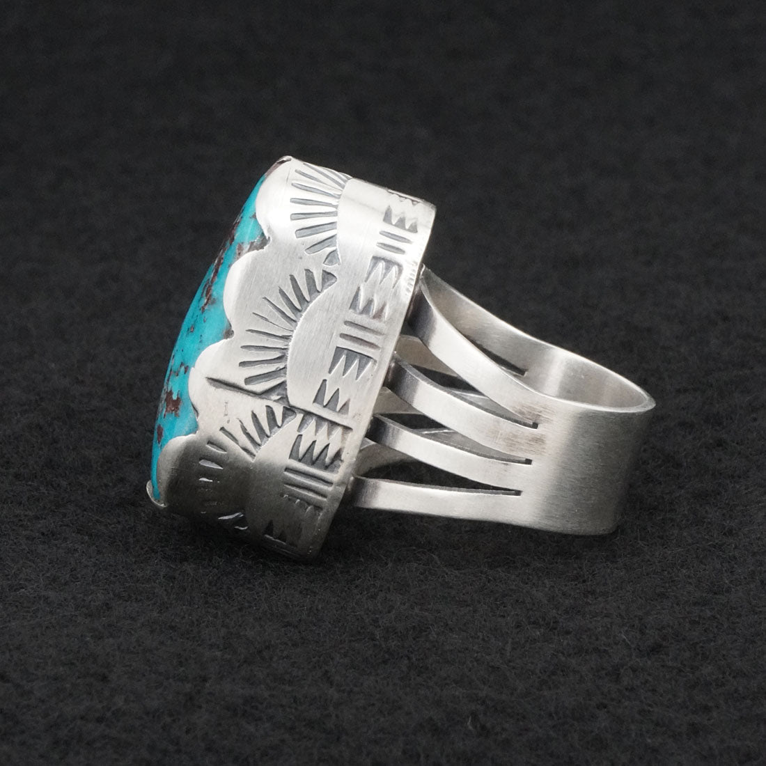Paul Livingston Turquoise & Sterling Silver Ring Size 8