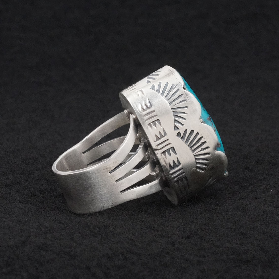 Paul Livingston Turquoise & Sterling Silver Ring Size 8
