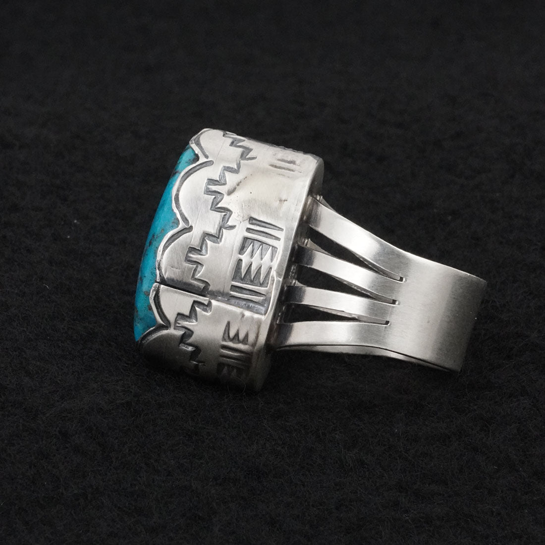 Paul Livingston Turquoise & Sterling Silver Ring Size 7.5