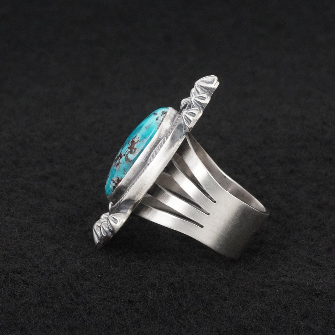 Paul Livingston Turquoise & Sterling Silver Ring Size 8
