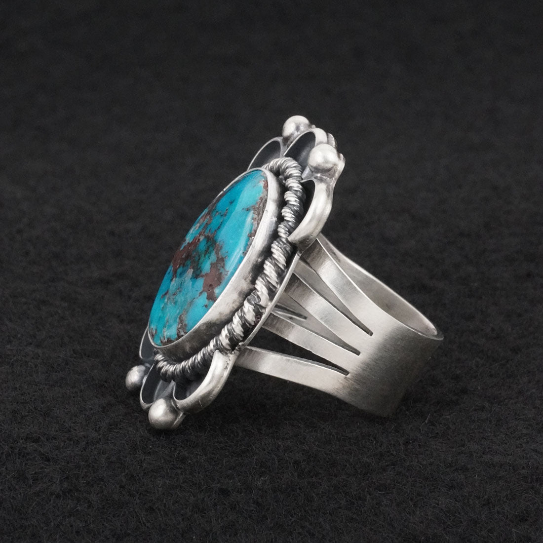 Paul Livingston Turquoise & Sterling Silver Ring Size 8