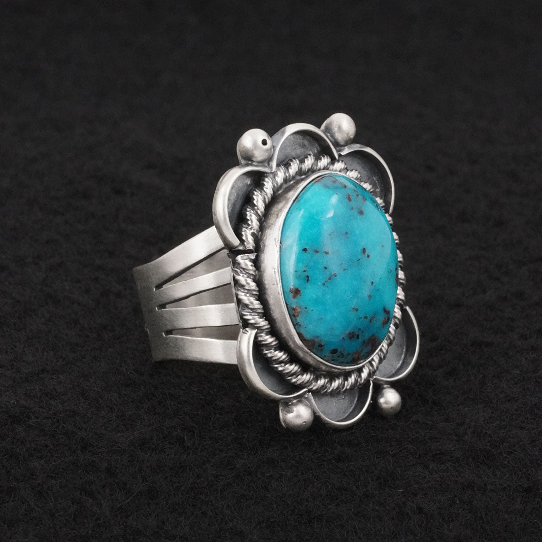 Paul Livingston Turquoise & Sterling Silver Ring Size 8