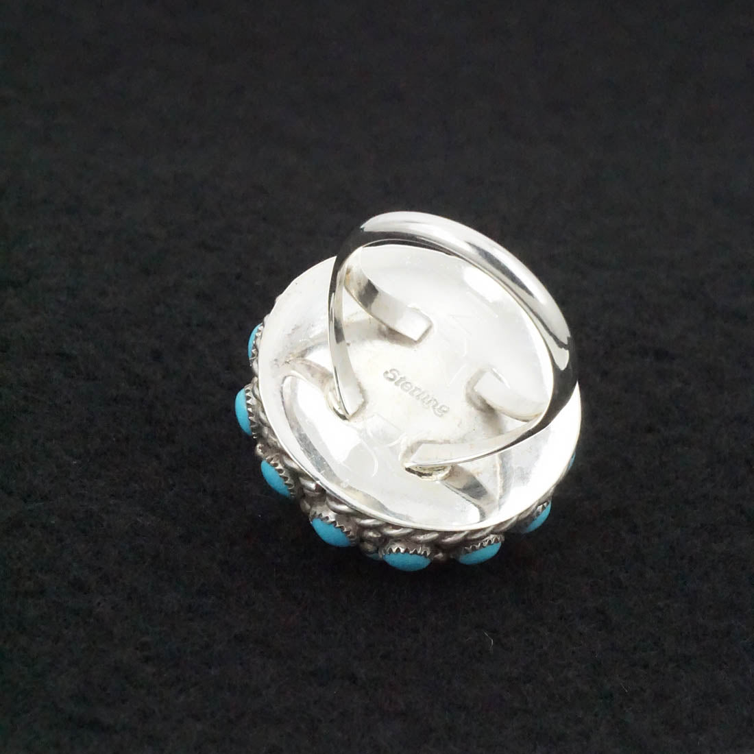 Dickie Charley Turquoise & Sterling Silver Ring Size 7