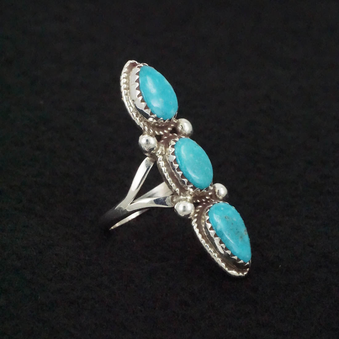 Ernest Hawthorne Turquoise & Sterling Silver Ring Size 7.5