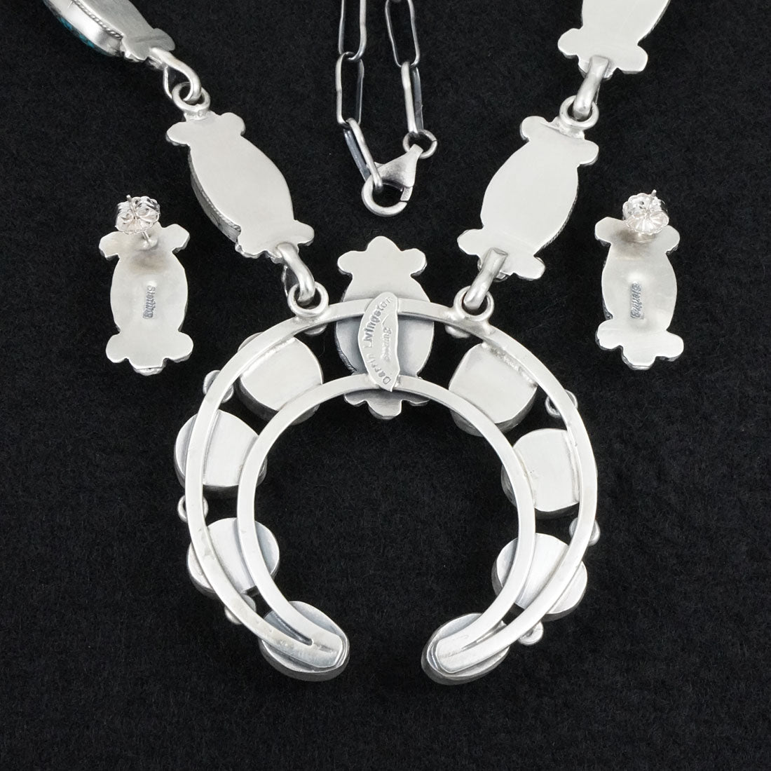 Darrin Livingston Turquoise & Sterling Silver Squash Blossom Set