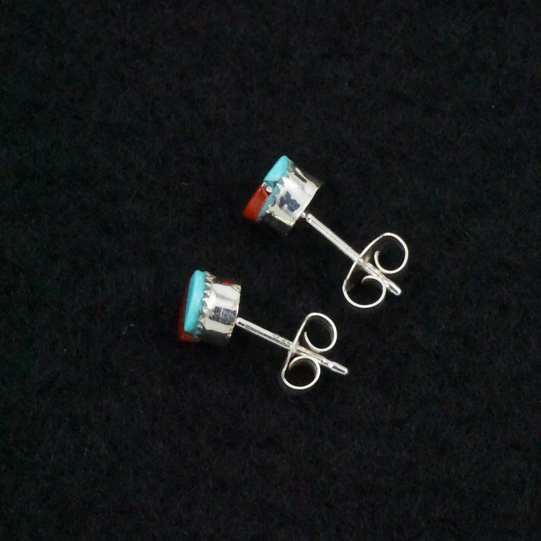 Rowena Laweka Turquoise, Coral & Sterling Silver Earrings