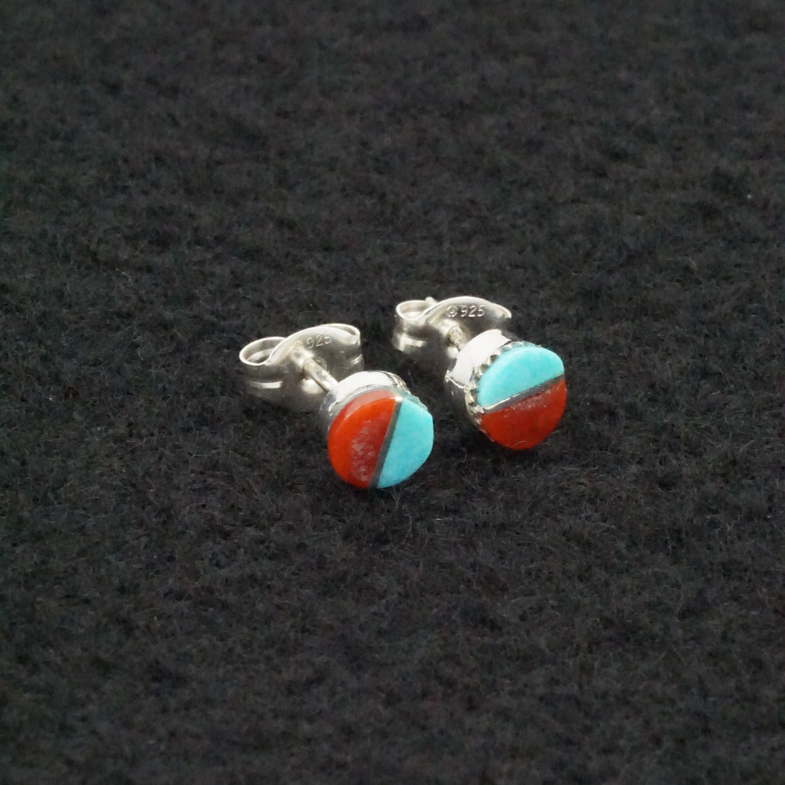 Rowena Laweka Turquoise, Coral & Sterling Silver Earrings