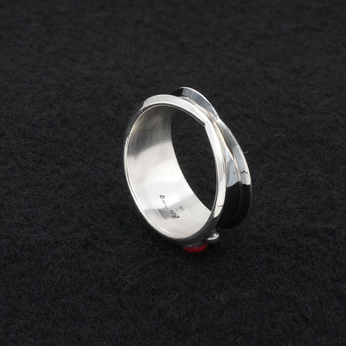 Paul Largo Turquoise, Coral & Sterling Silver Ring Size 12.5