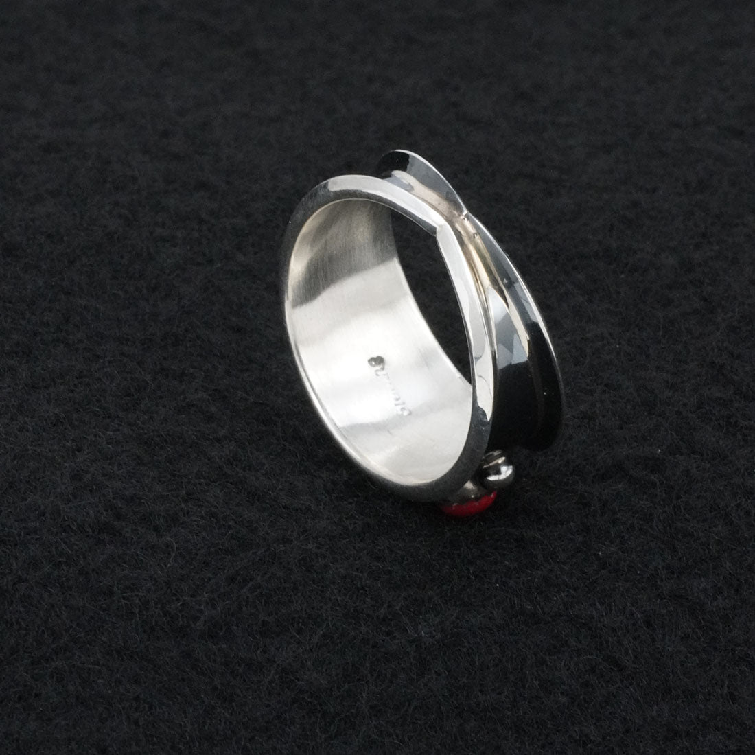 Paul Largo Turquoise, Coral & Sterling Silver Ring Size 12