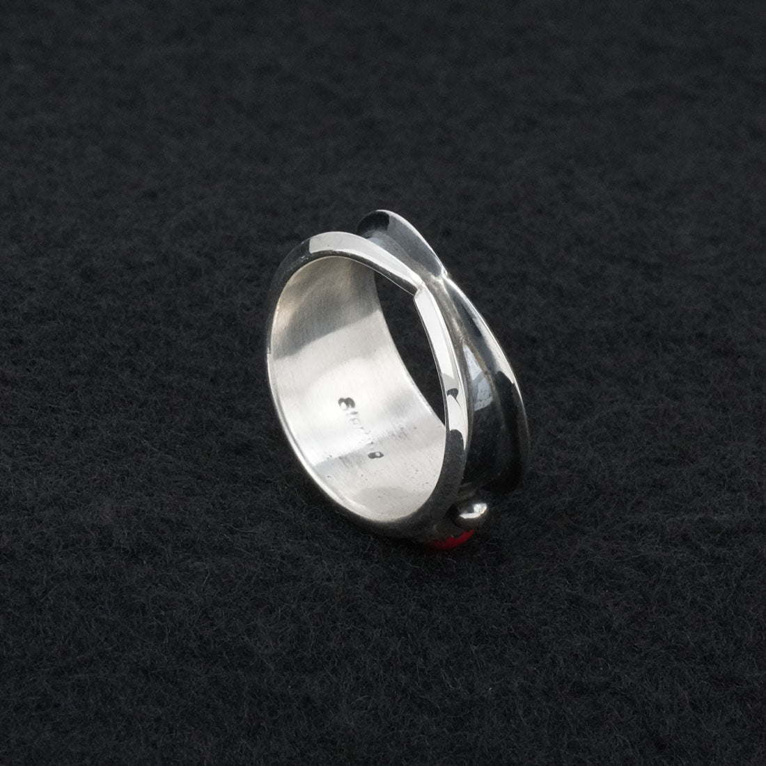 Paul Largo Turquoise, Coral & Sterling Silver Ring Size 9.5