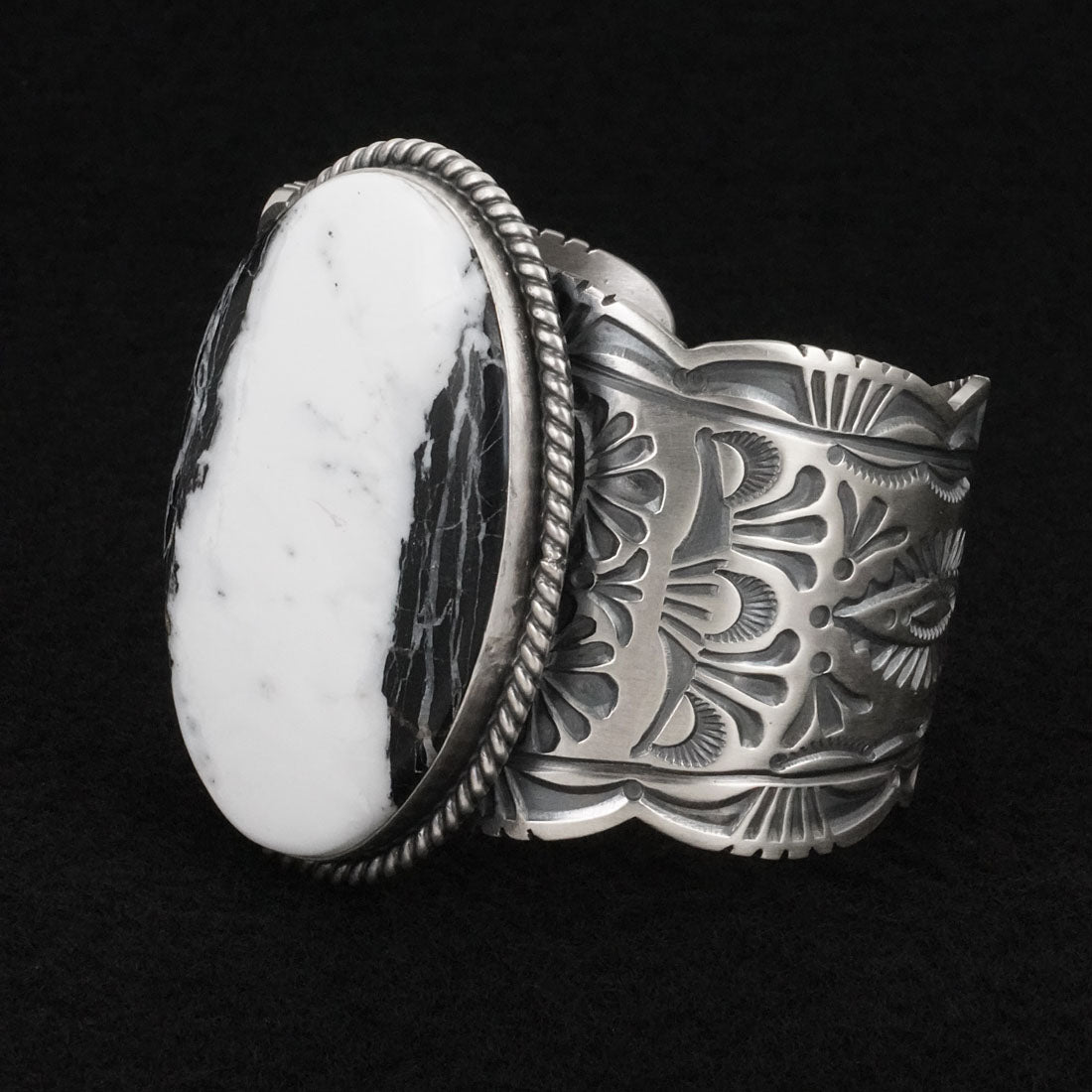Mark Yazzie White Buffalo & Sterling Silver Bracelet