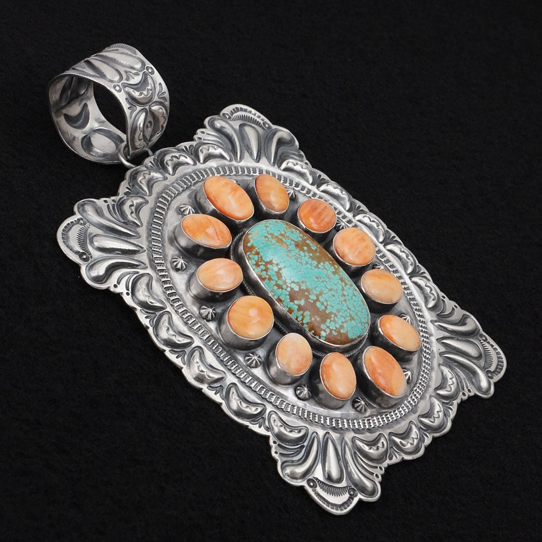 Randy Boyd Spiny Oyster, Turquoise & Sterling Silver Pendant