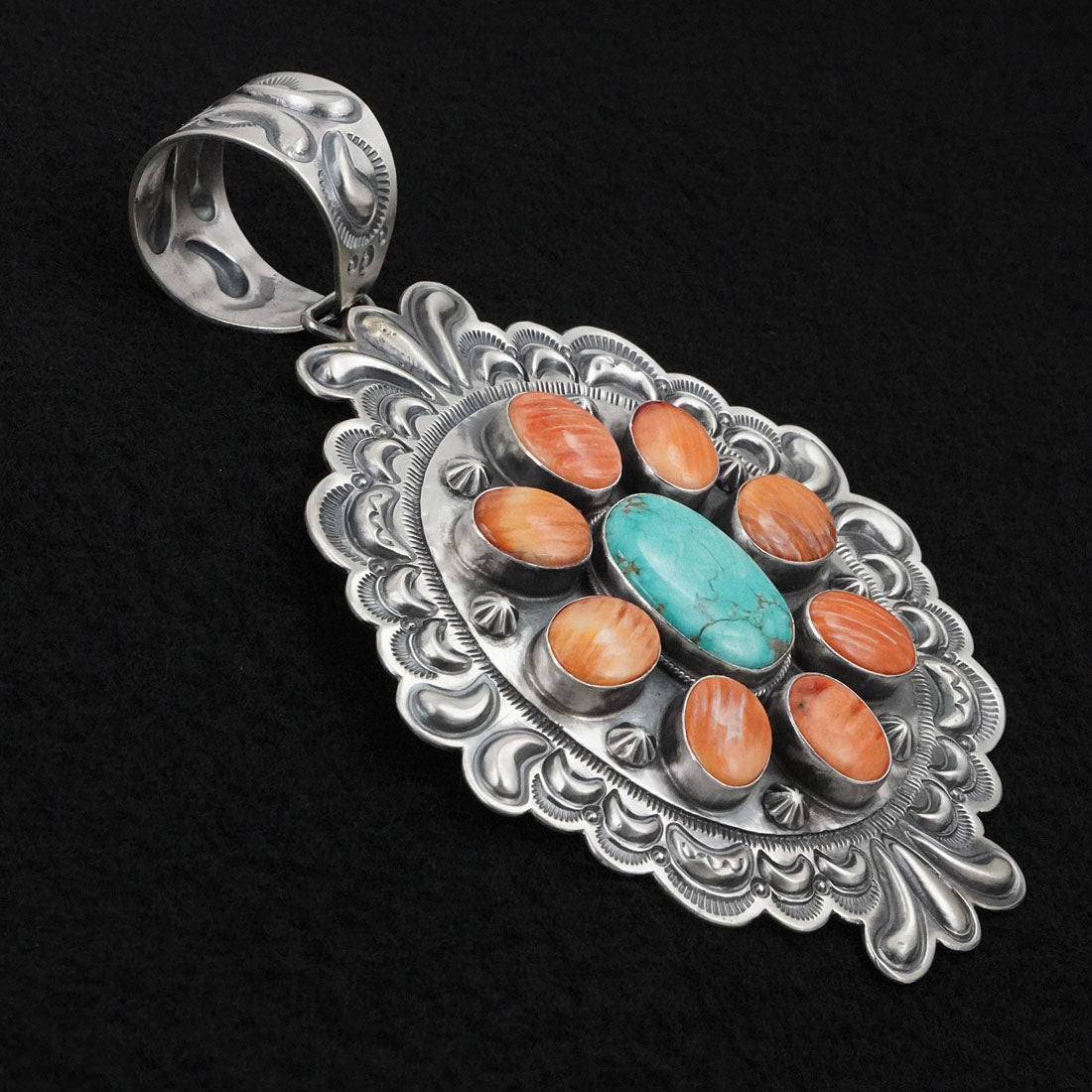 Randy Boyd Spiny Oyster, Turquoise & Sterling Silver Pendant
