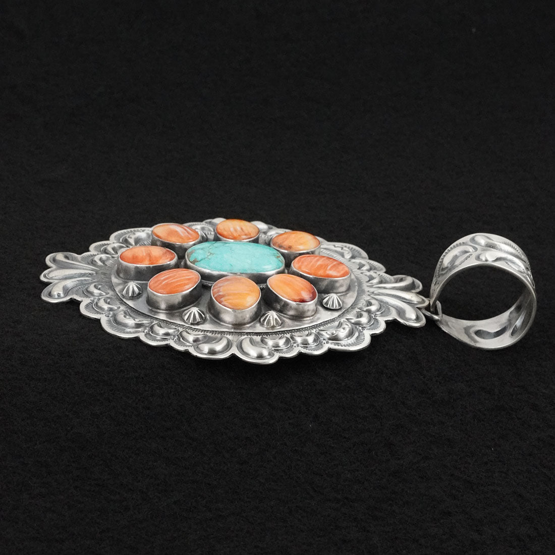 Randy Boyd Spiny Oyster, Turquoise & Sterling Silver Pendant