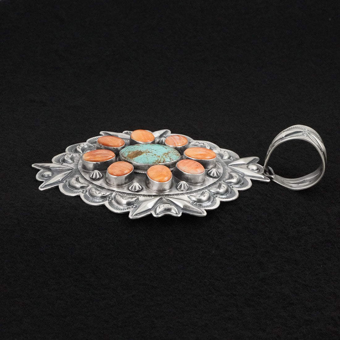 Randy Boyd Spiny Oyster, Turquoise & Sterling Silver Pendant