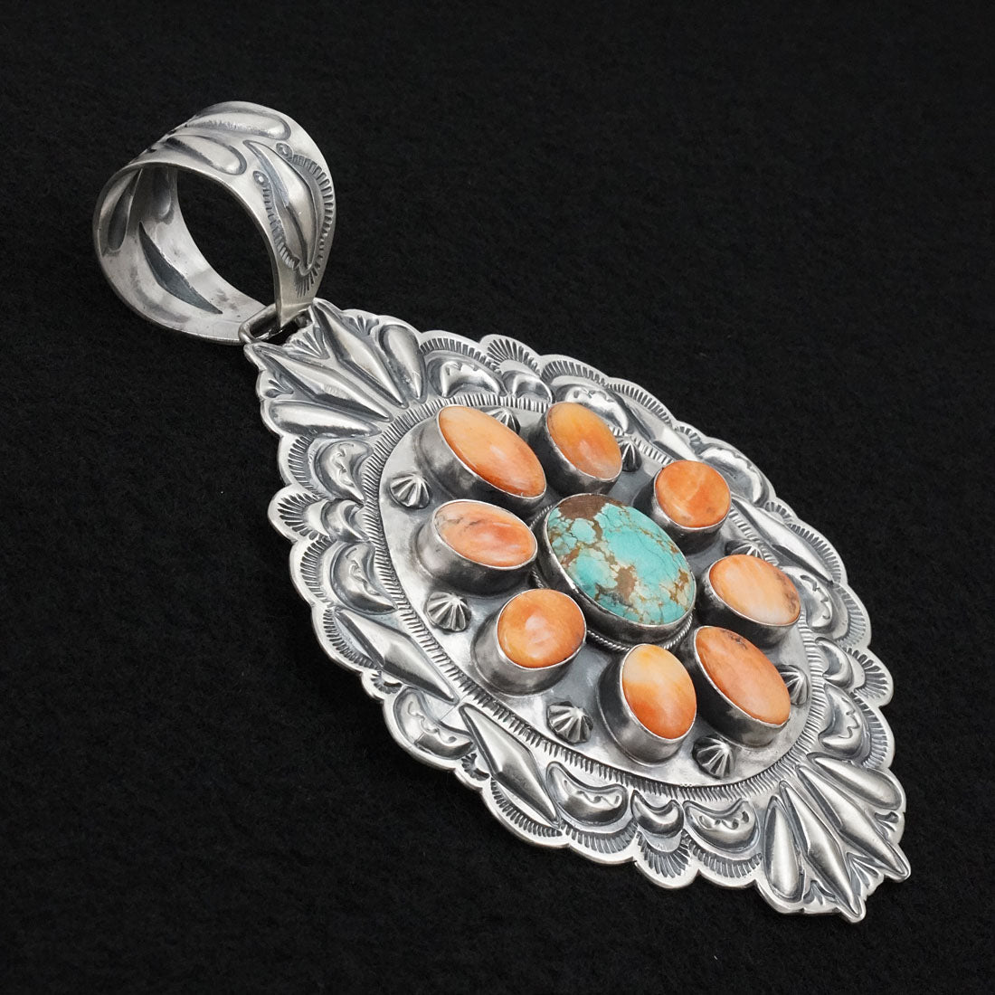 Randy Boyd Spiny Oyster, Turquoise & Sterling Silver Pendant